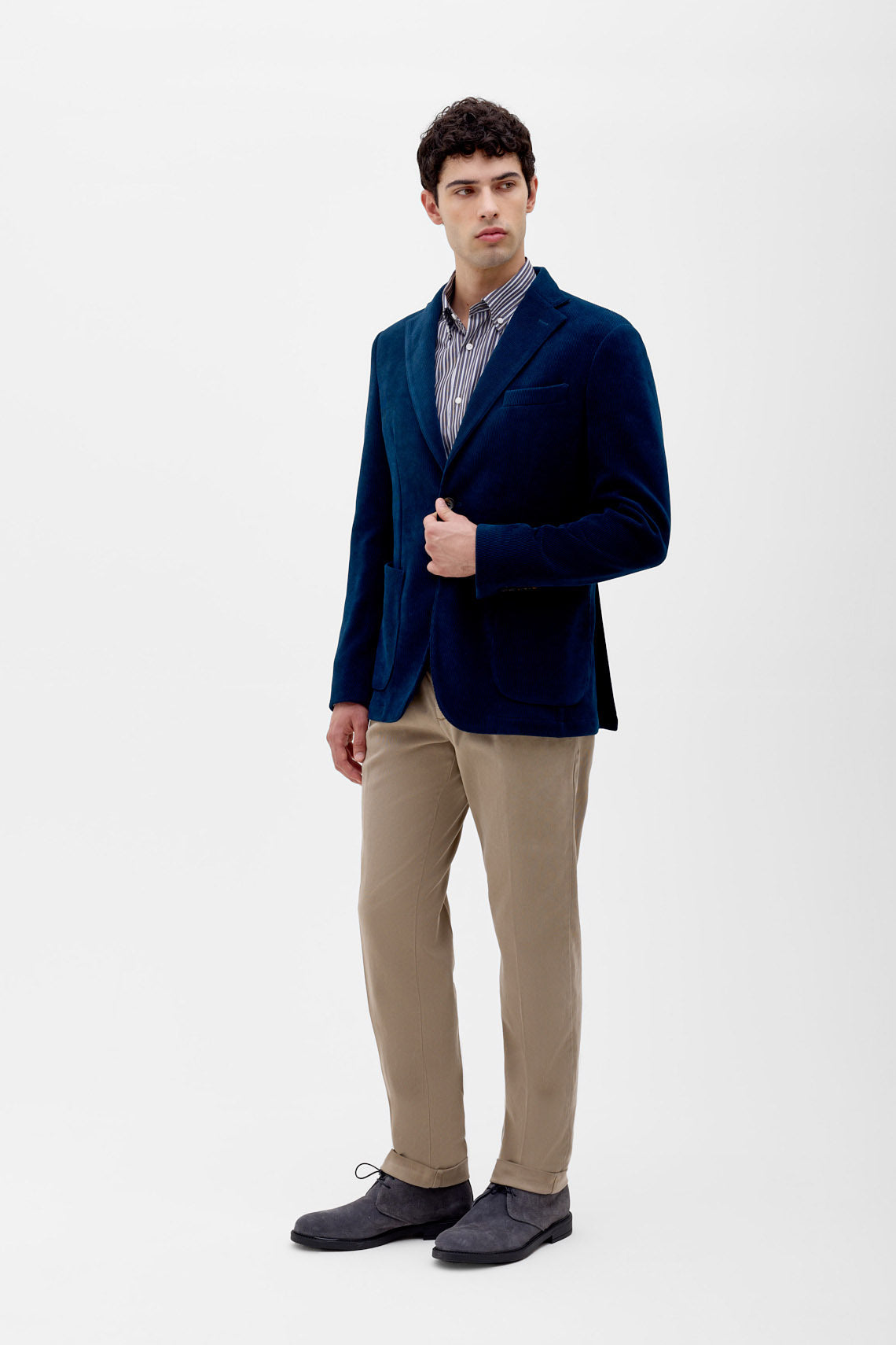 Pantalone chino sovrattinto   con una pences, tessuto elasticizzato