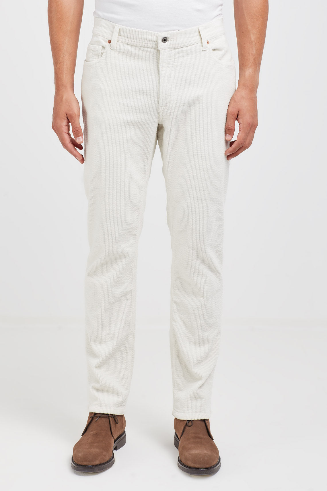 Pantalone 5 tasche in velluto 500 righe stretch tinto capo slim fit