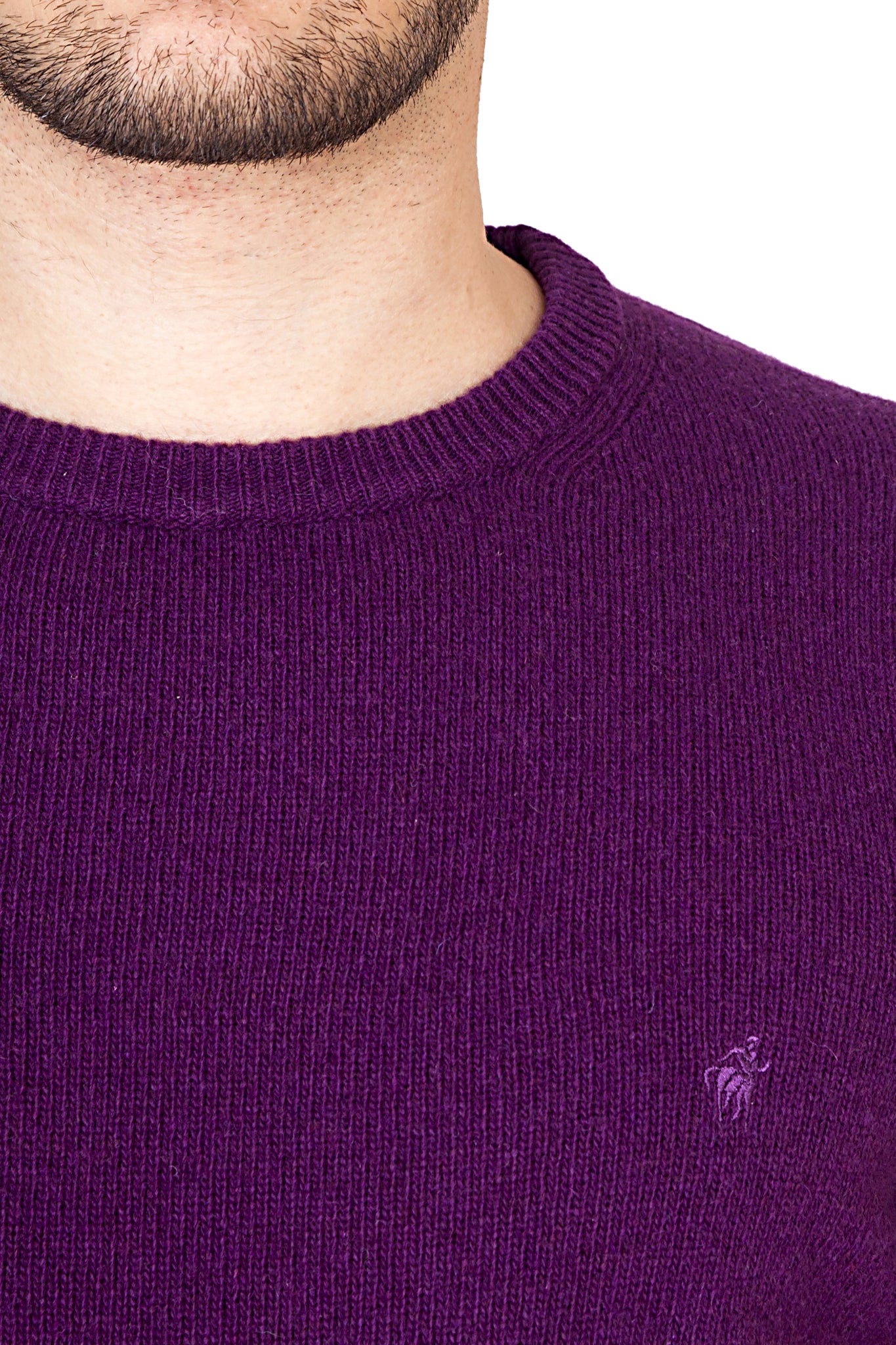 Lambswool crewneck sweater with jacquard patches